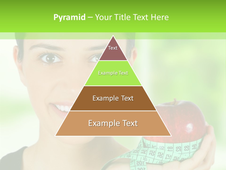 Young Woman Holding Red Apple And Measuring Tape PowerPoint Template