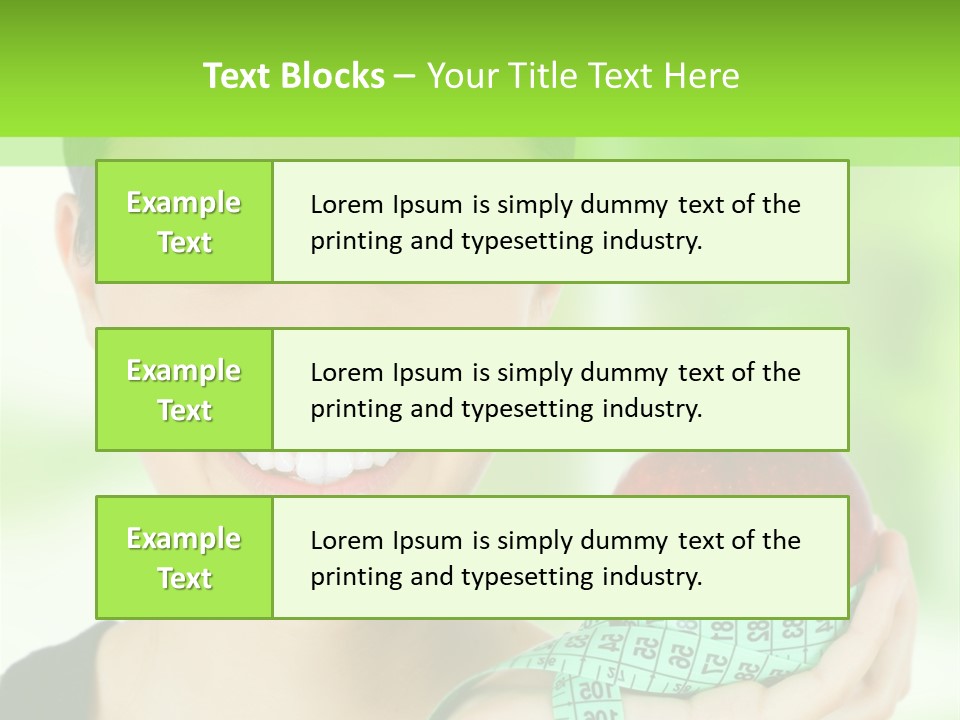 Young Woman Holding Red Apple And Measuring Tape PowerPoint Template