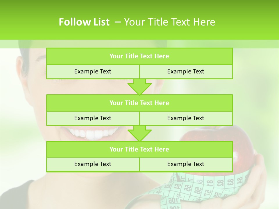 Young Woman Holding Red Apple And Measuring Tape PowerPoint Template