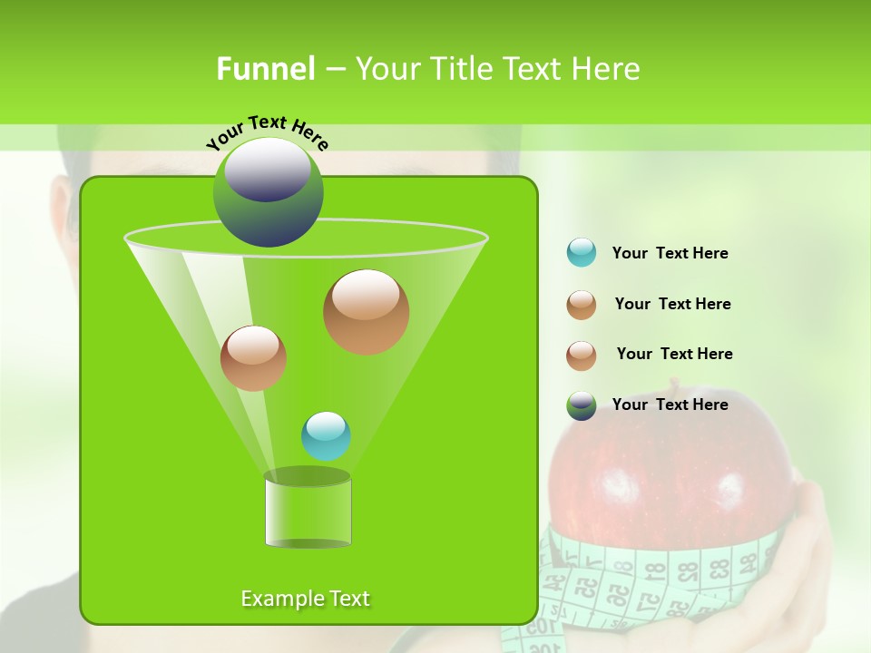 Young Woman Holding Red Apple And Measuring Tape PowerPoint Template