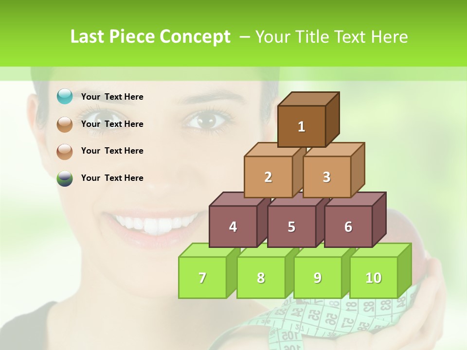 Young Woman Holding Red Apple And Measuring Tape PowerPoint Template