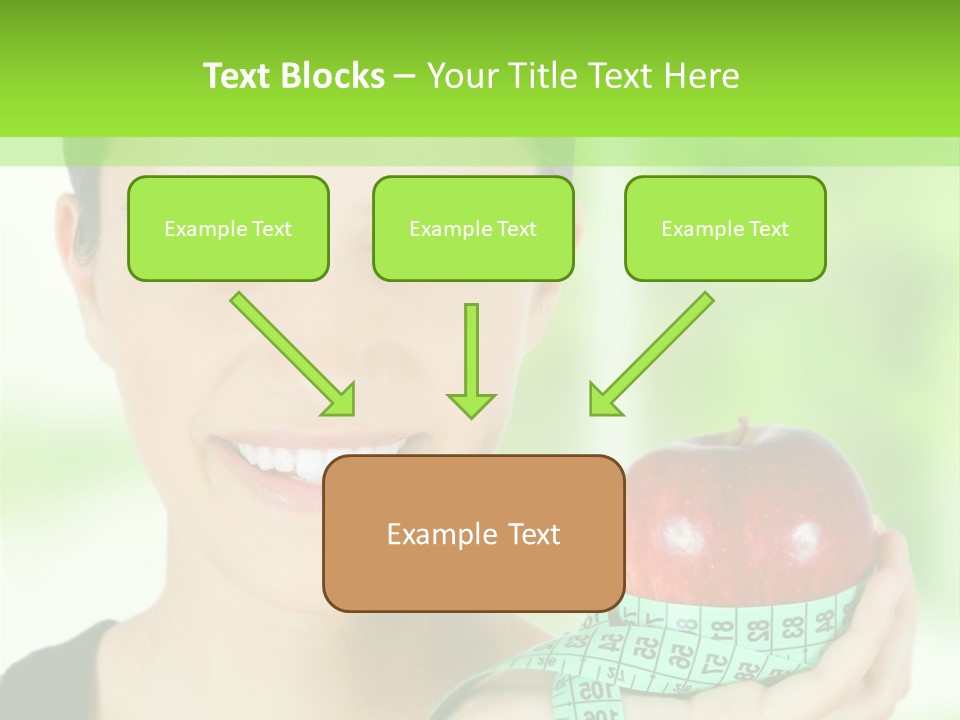 Young Woman Holding Red Apple And Measuring Tape PowerPoint Template