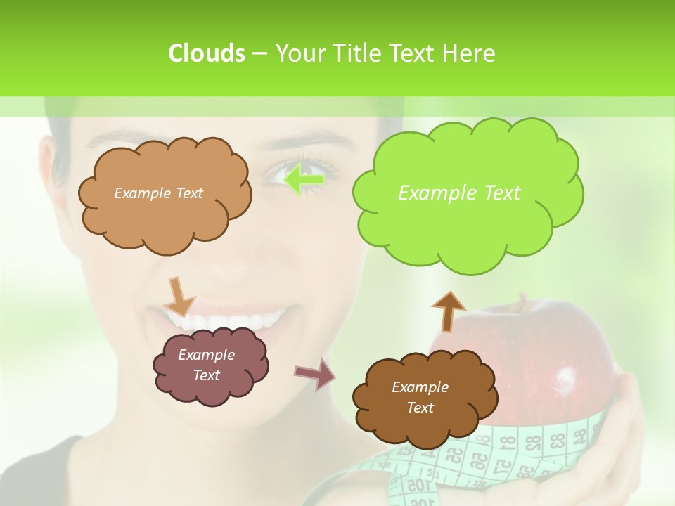 Young Woman Holding Red Apple And Measuring Tape PowerPoint Template