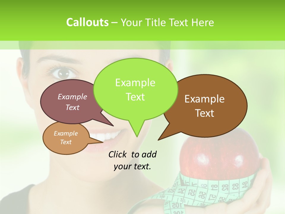 Young Woman Holding Red Apple And Measuring Tape PowerPoint Template