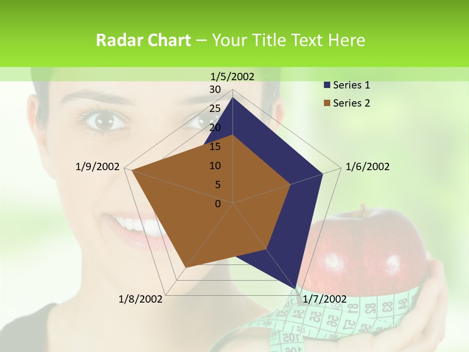 Young Woman Holding Red Apple And Measuring Tape PowerPoint Template