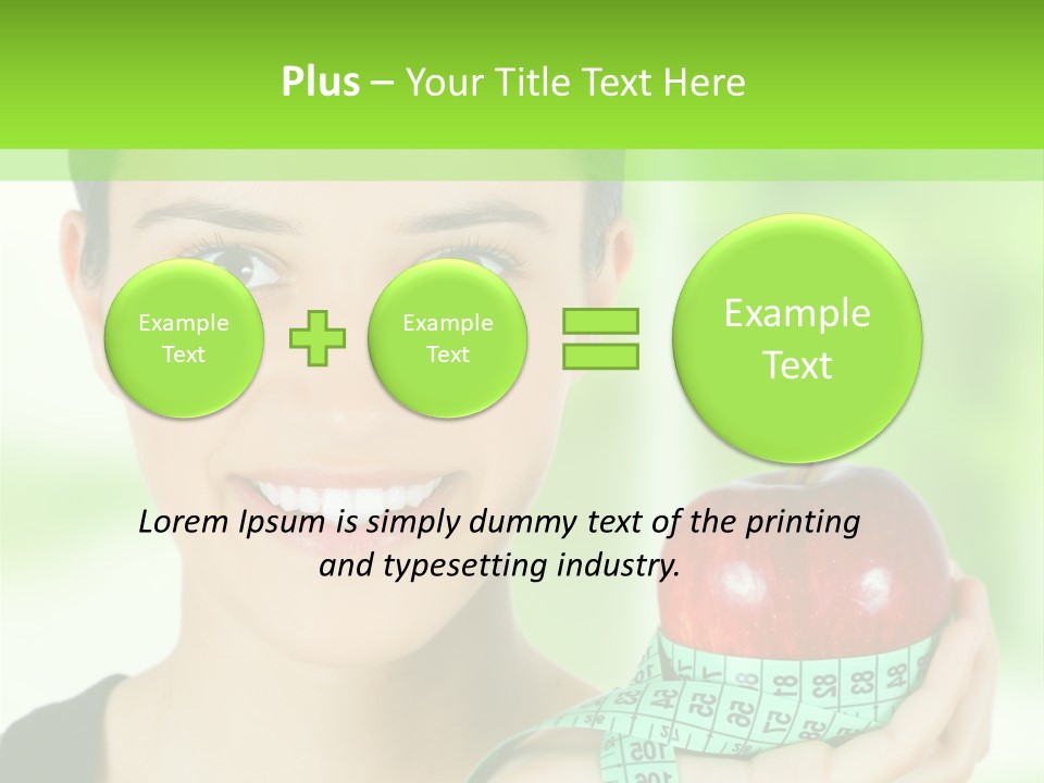 Young Woman Holding Red Apple And Measuring Tape PowerPoint Template