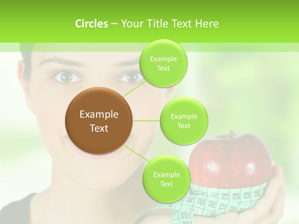 Young Woman Holding Red Apple And Measuring Tape PowerPoint Template