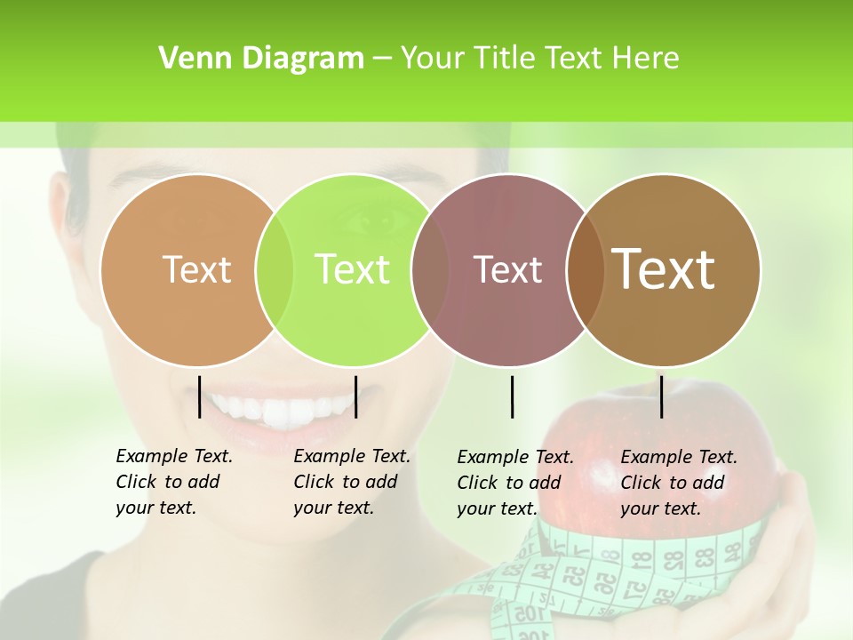 Young Woman Holding Red Apple And Measuring Tape PowerPoint Template