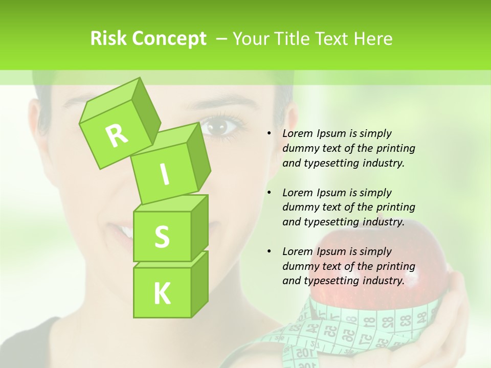 Young Woman Holding Red Apple And Measuring Tape PowerPoint Template