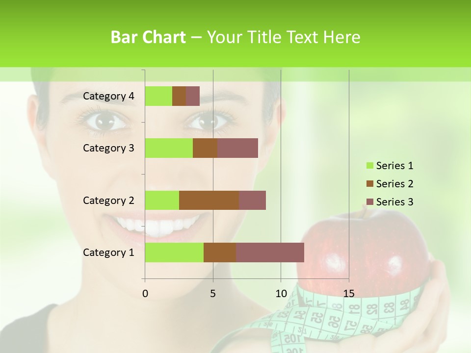 Young Woman Holding Red Apple And Measuring Tape PowerPoint Template