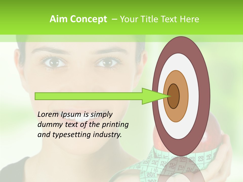 Young Woman Holding Red Apple And Measuring Tape PowerPoint Template