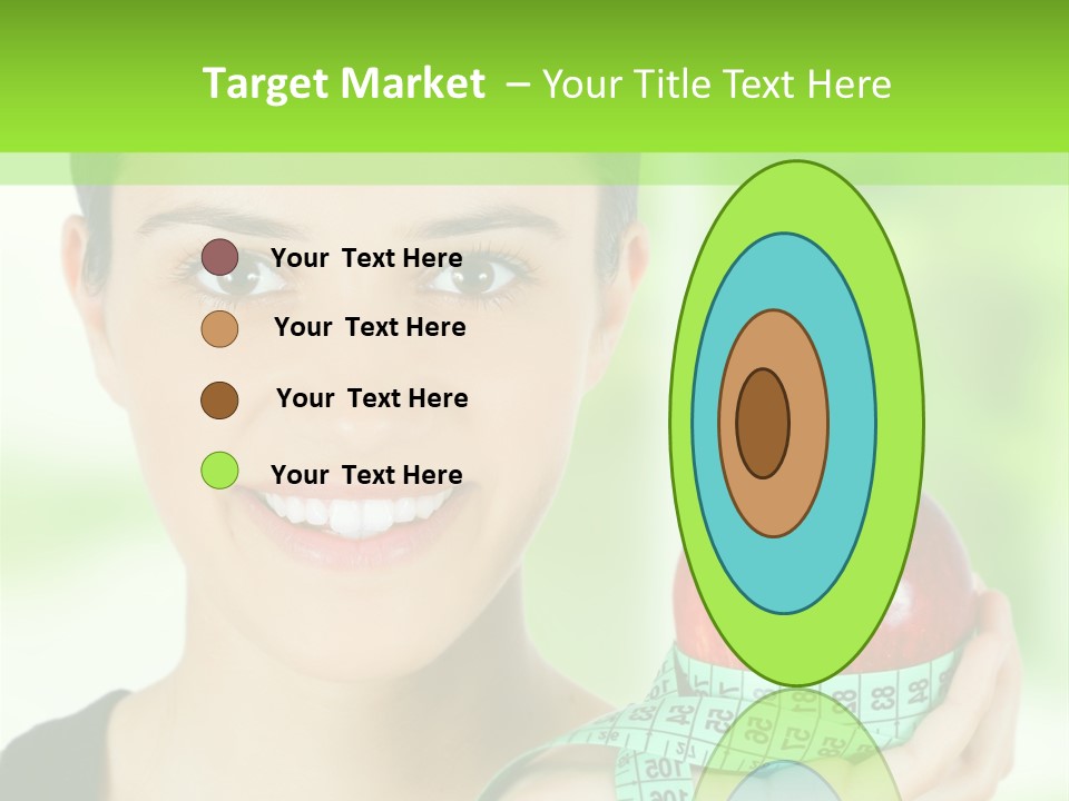 Young Woman Holding Red Apple And Measuring Tape PowerPoint Template