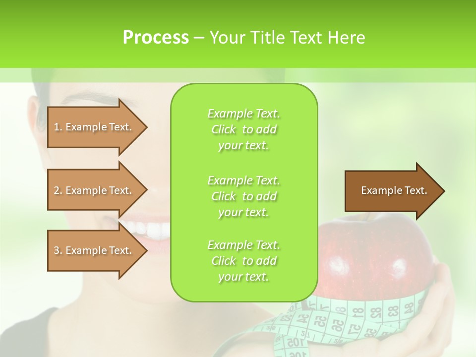 Young Woman Holding Red Apple And Measuring Tape PowerPoint Template