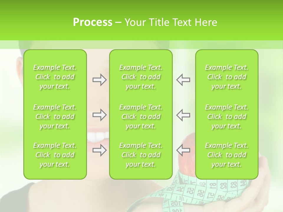 Young Woman Holding Red Apple And Measuring Tape PowerPoint Template