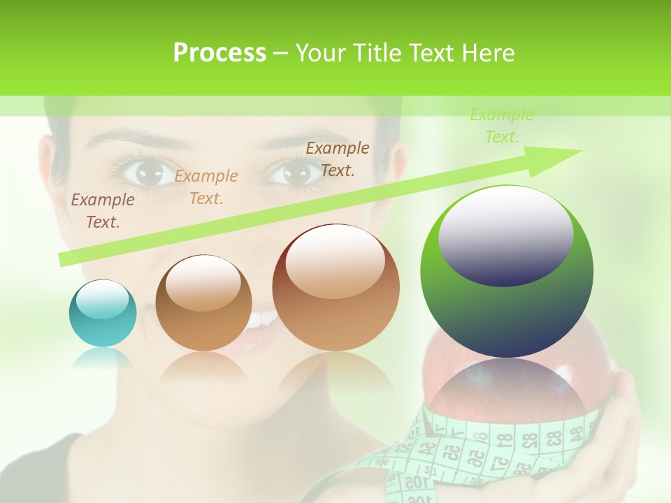 Young Woman Holding Red Apple And Measuring Tape PowerPoint Template