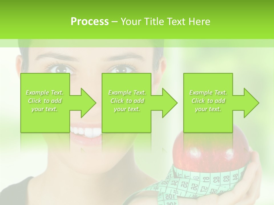 Young Woman Holding Red Apple And Measuring Tape PowerPoint Template