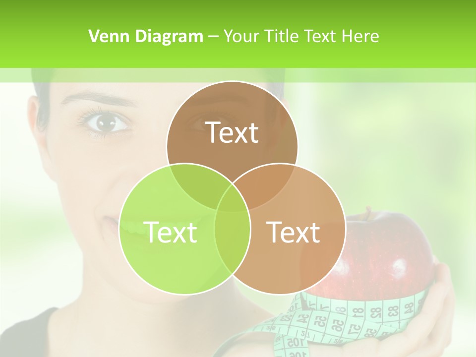 Young Woman Holding Red Apple And Measuring Tape PowerPoint Template