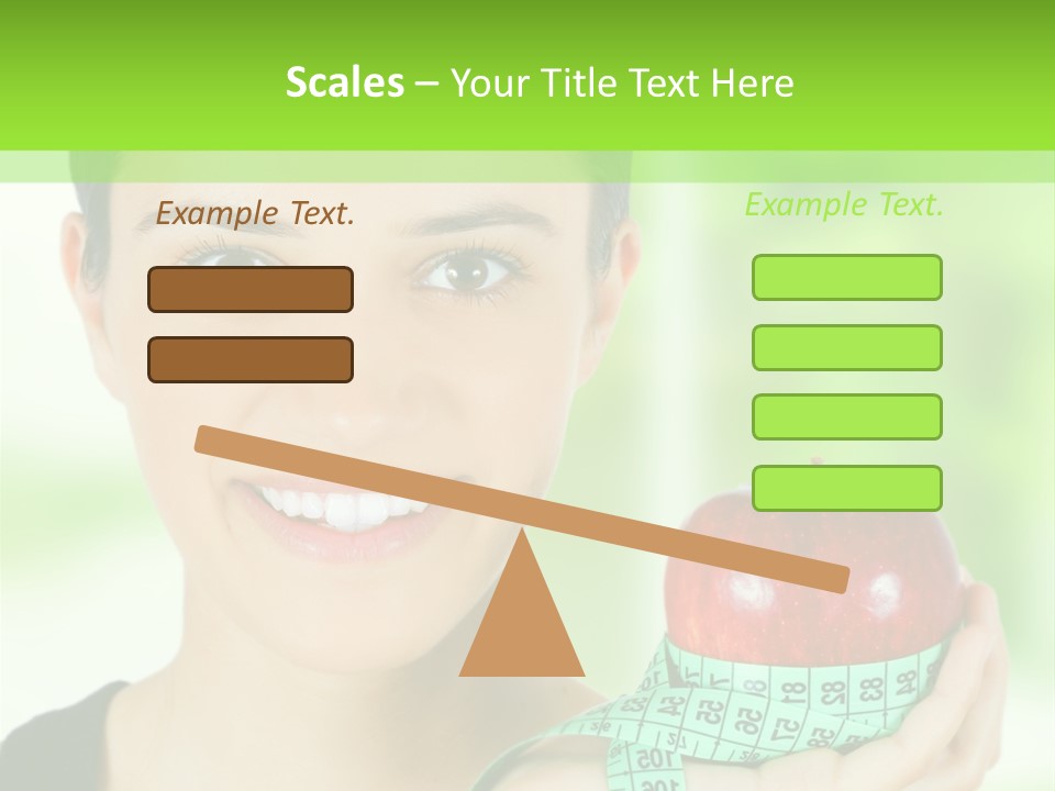 Young Woman Holding Red Apple And Measuring Tape PowerPoint Template