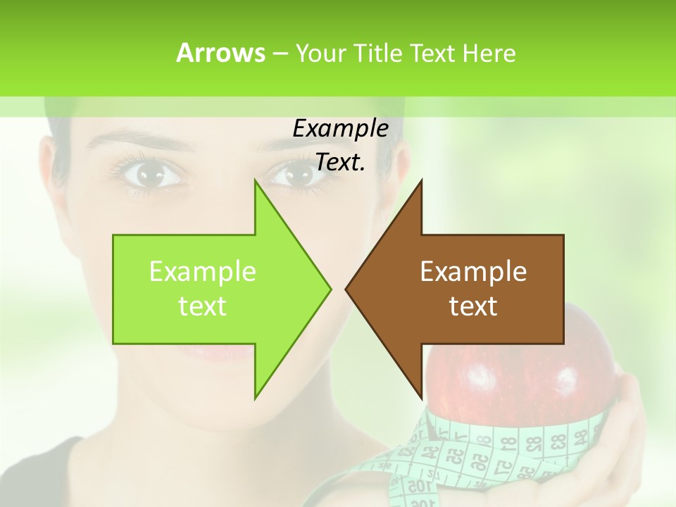 Young Woman Holding Red Apple And Measuring Tape PowerPoint Template