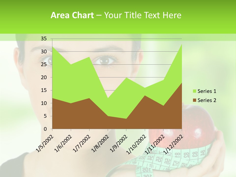 Young Woman Holding Red Apple And Measuring Tape PowerPoint Template