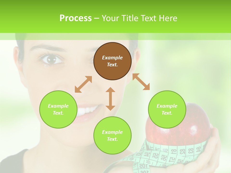 Young Woman Holding Red Apple And Measuring Tape PowerPoint Template