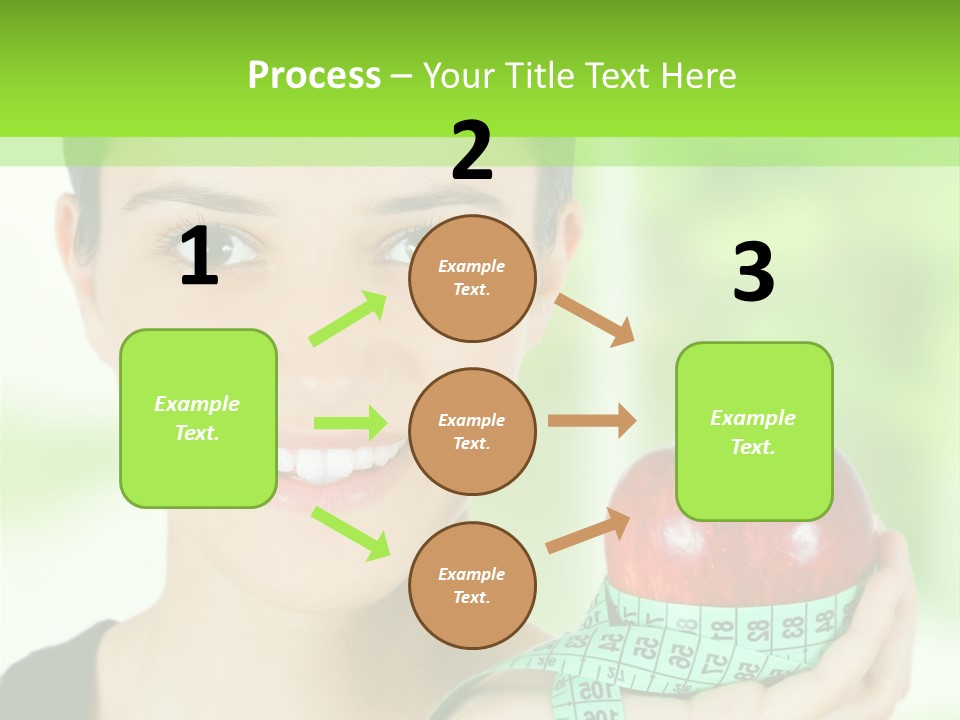 Young Woman Holding Red Apple And Measuring Tape PowerPoint Template