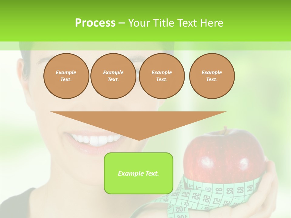 Young Woman Holding Red Apple And Measuring Tape PowerPoint Template