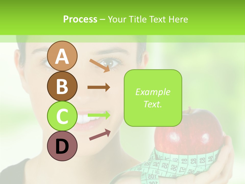 Young Woman Holding Red Apple And Measuring Tape PowerPoint Template