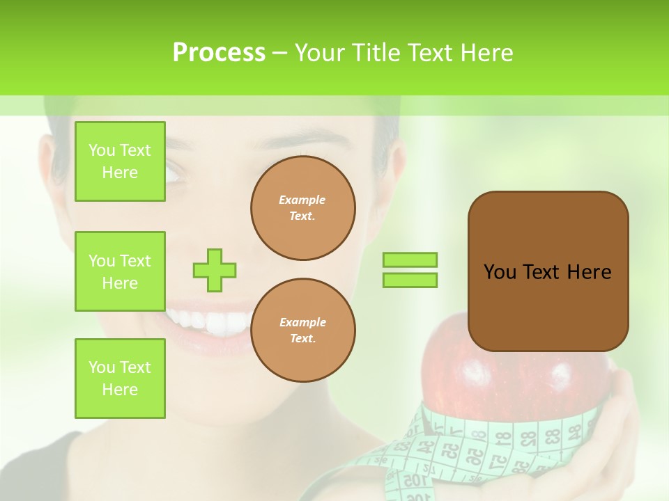 Young Woman Holding Red Apple And Measuring Tape PowerPoint Template