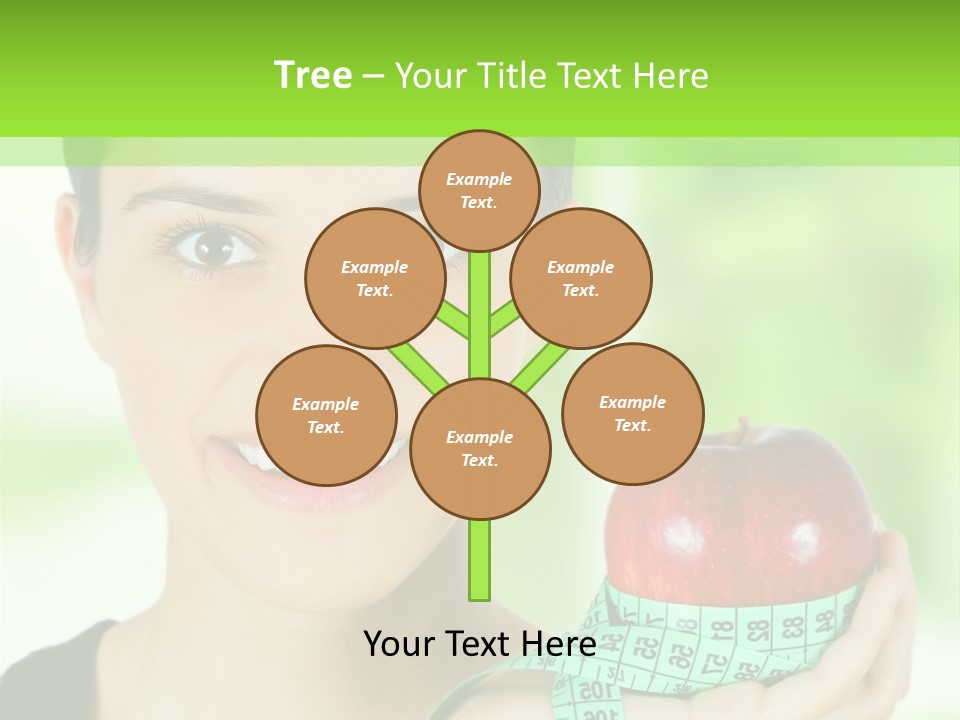 Young Woman Holding Red Apple And Measuring Tape PowerPoint Template