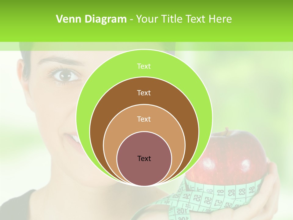 Young Woman Holding Red Apple And Measuring Tape PowerPoint Template