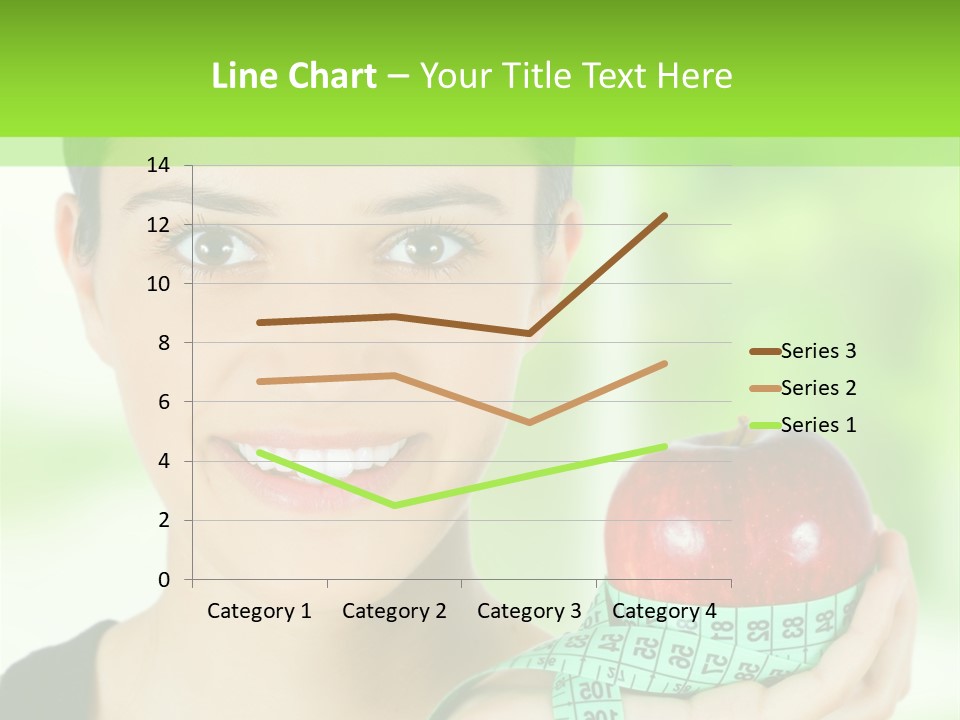 Young Woman Holding Red Apple And Measuring Tape PowerPoint Template