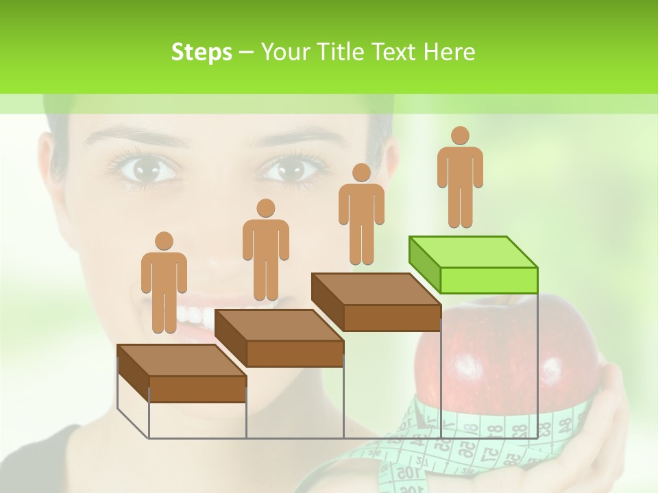 Young Woman Holding Red Apple And Measuring Tape PowerPoint Template