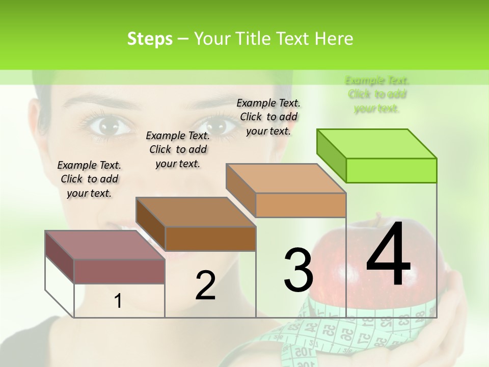 Young Woman Holding Red Apple And Measuring Tape PowerPoint Template