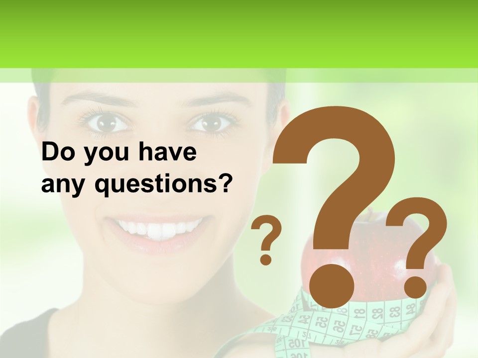 Young Woman Holding Red Apple And Measuring Tape PowerPoint Template