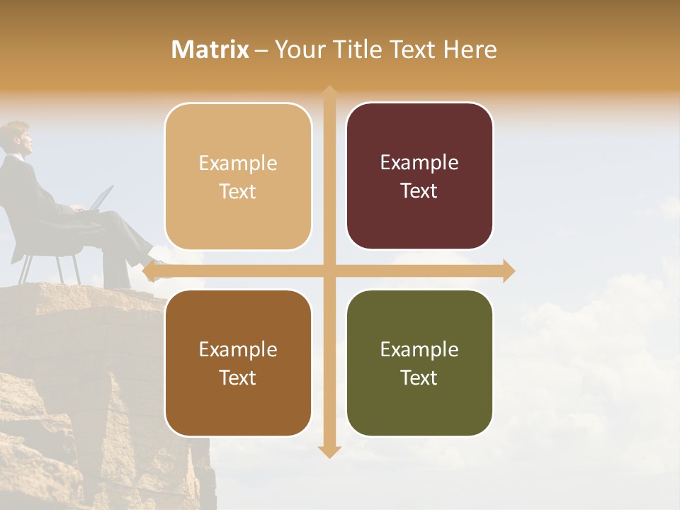 Image Of Pensive Businessman Sitting On The Top Of Mountain With Laptop And Looking At The Sky PowerPoint Template