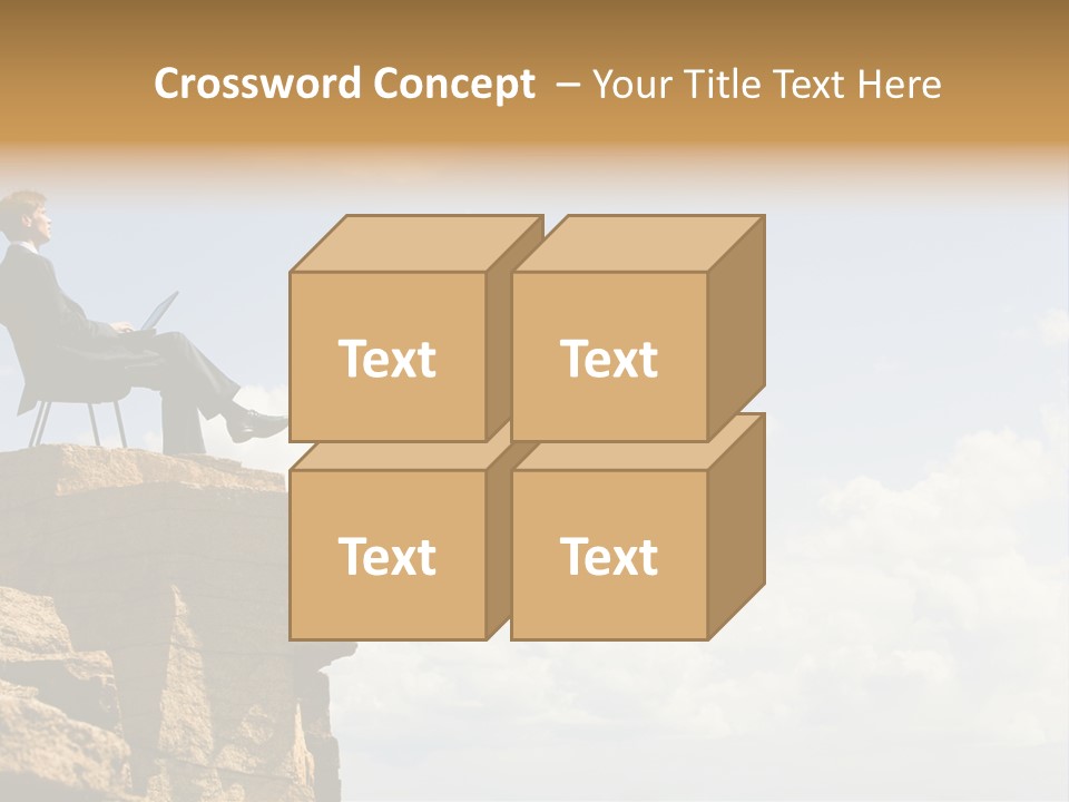 Image Of Pensive Businessman Sitting On The Top Of Mountain With Laptop And Looking At The Sky PowerPoint Template