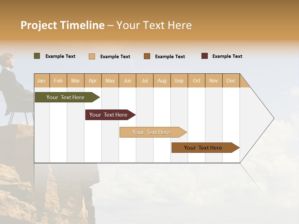 Image Of Pensive Businessman Sitting On The Top Of Mountain With Laptop And Looking At The Sky PowerPoint Template