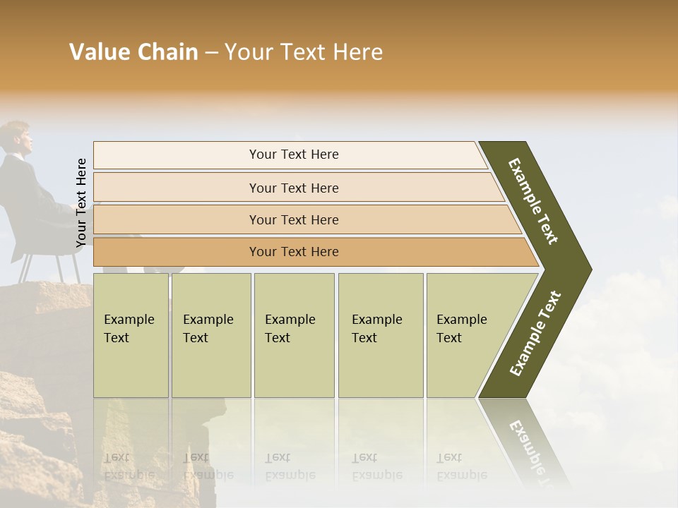 Image Of Pensive Businessman Sitting On The Top Of Mountain With Laptop And Looking At The Sky PowerPoint Template