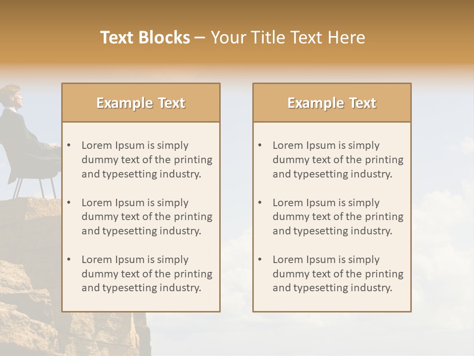Image Of Pensive Businessman Sitting On The Top Of Mountain With Laptop And Looking At The Sky PowerPoint Template