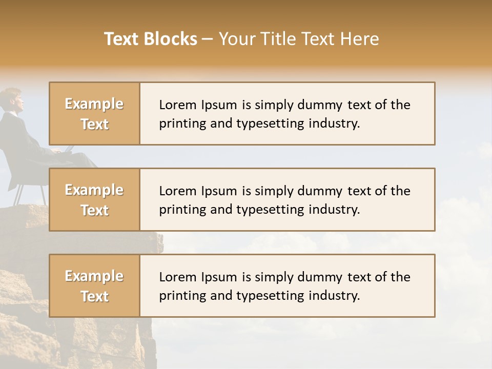 Image Of Pensive Businessman Sitting On The Top Of Mountain With Laptop And Looking At The Sky PowerPoint Template