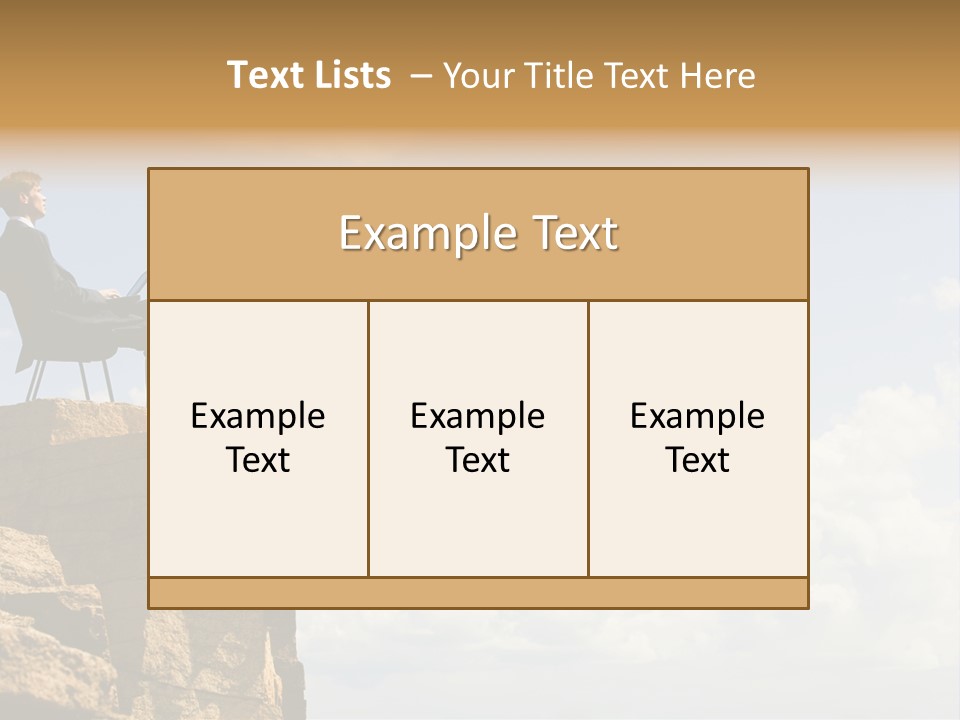 Image Of Pensive Businessman Sitting On The Top Of Mountain With Laptop And Looking At The Sky PowerPoint Template