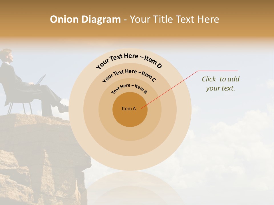 Image Of Pensive Businessman Sitting On The Top Of Mountain With Laptop And Looking At The Sky PowerPoint Template