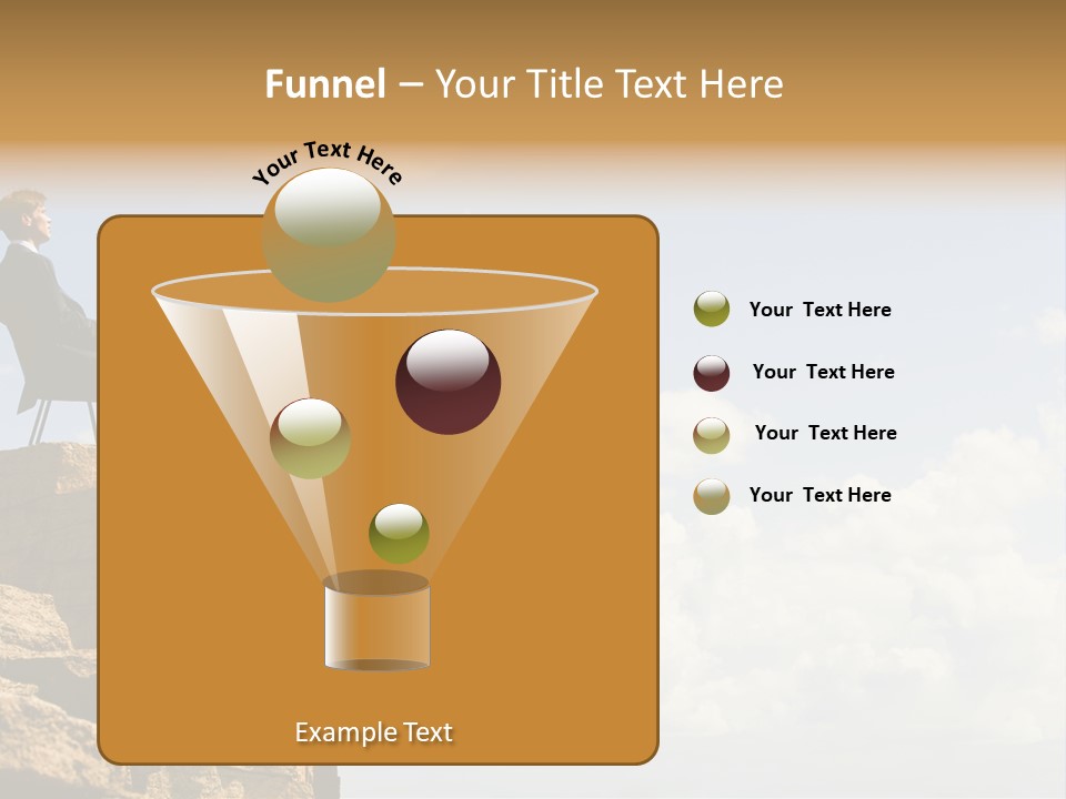 Image Of Pensive Businessman Sitting On The Top Of Mountain With Laptop And Looking At The Sky PowerPoint Template