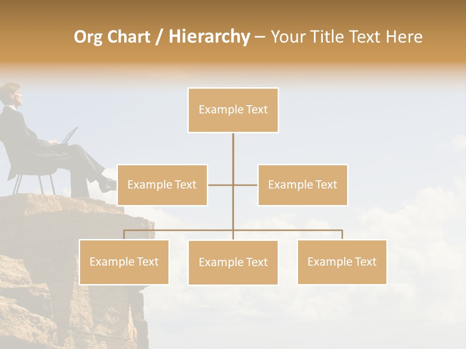 Image Of Pensive Businessman Sitting On The Top Of Mountain With Laptop And Looking At The Sky PowerPoint Template
