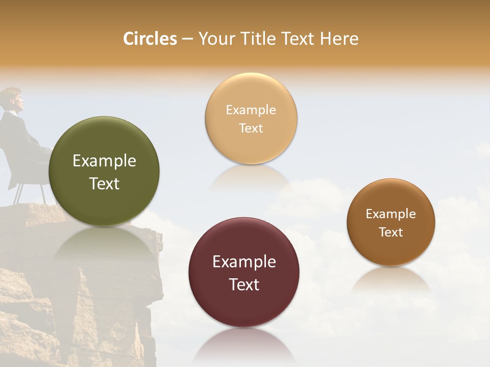 Image Of Pensive Businessman Sitting On The Top Of Mountain With Laptop And Looking At The Sky PowerPoint Template