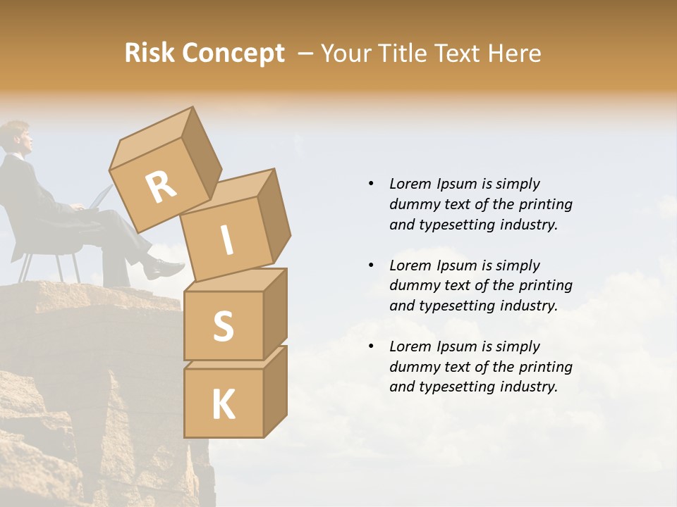 Image Of Pensive Businessman Sitting On The Top Of Mountain With Laptop And Looking At The Sky PowerPoint Template