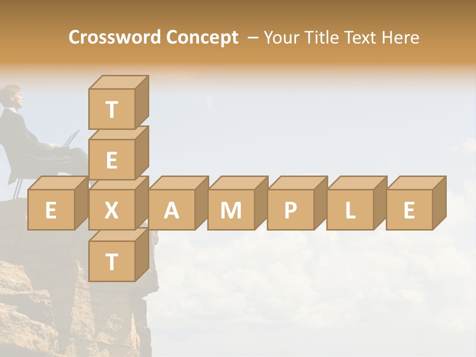 Image Of Pensive Businessman Sitting On The Top Of Mountain With Laptop And Looking At The Sky PowerPoint Template