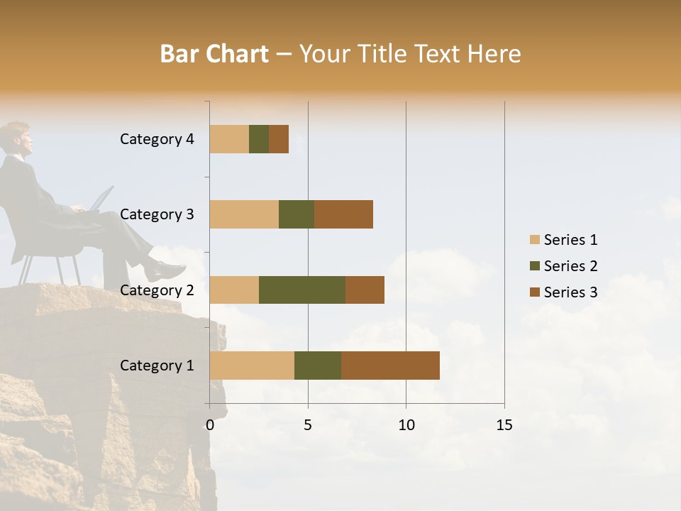 Image Of Pensive Businessman Sitting On The Top Of Mountain With Laptop And Looking At The Sky PowerPoint Template