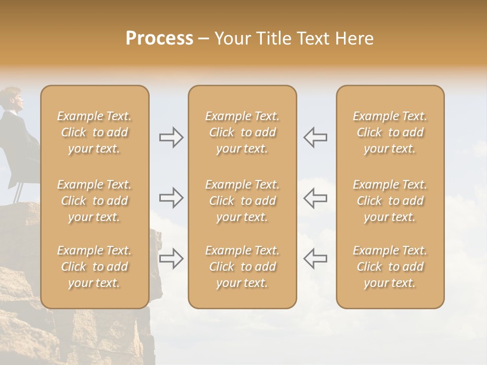 Image Of Pensive Businessman Sitting On The Top Of Mountain With Laptop And Looking At The Sky PowerPoint Template